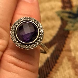 Authentic Pandora Purple Ring w/ CZ stones