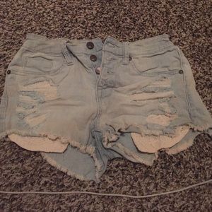 distressed jean shorts