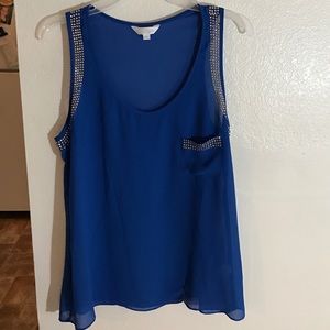 Royal blue tank top with stud detailing