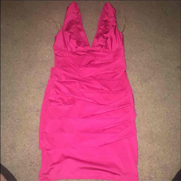HOT PINK MINI DRESS - Picture 1 of 4