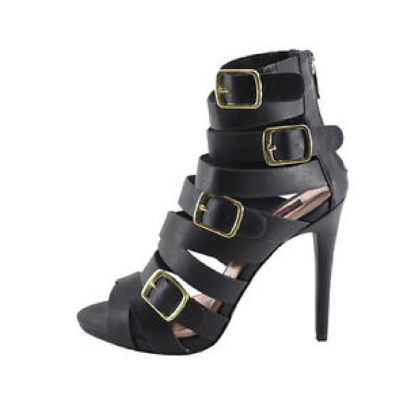 New black dollhouse strappy heels