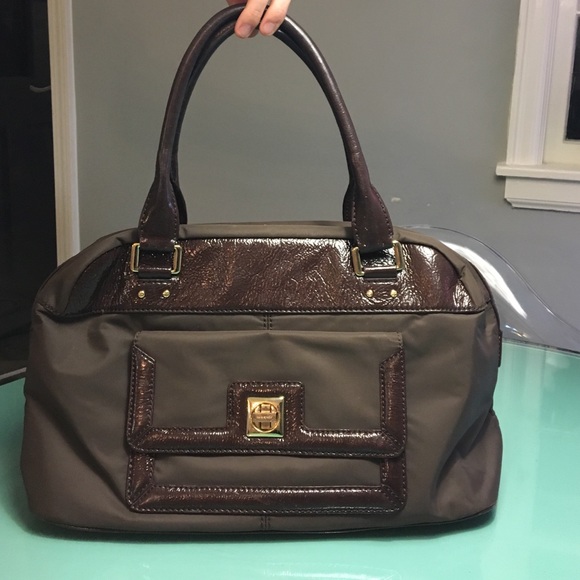 Kate Spade dark brown nylon/patent leather bag