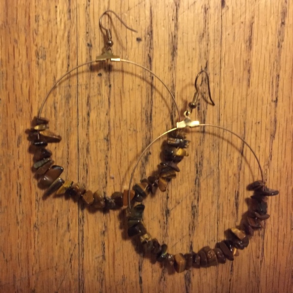 Stone Hoop Earrings