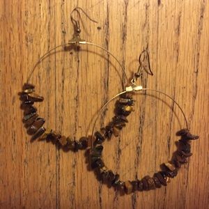 Stone Hoop Earrings