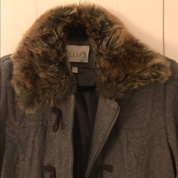 Grey fur collared coat