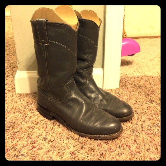 Justin Dark Gray Cowboy Boots 5 1/2