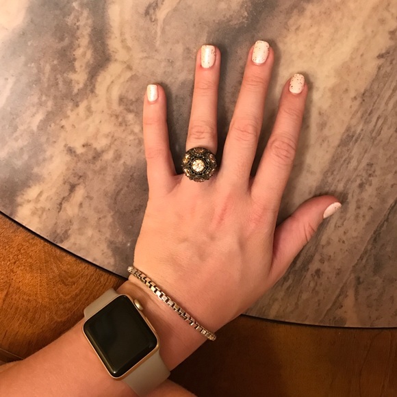 Black and champagne ring