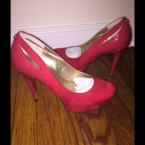Guess Shoes - Guess Red Suede Platform Heels