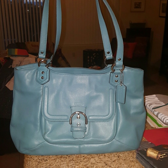Beautiful teal leather Coach Campbell Shoulder Bag - Picture 1 of 3