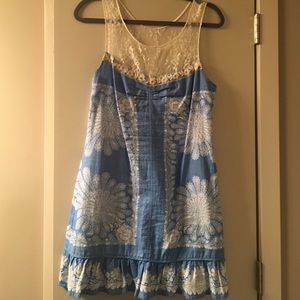 Free People paisley lace print light blue dress
