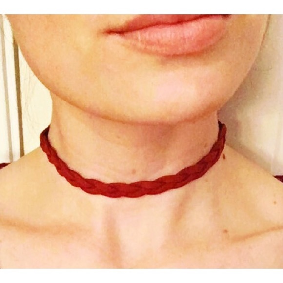 Burgundy Suede-like Braided Choker