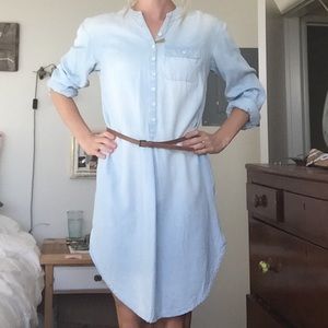 Long-sleeved chambray dress