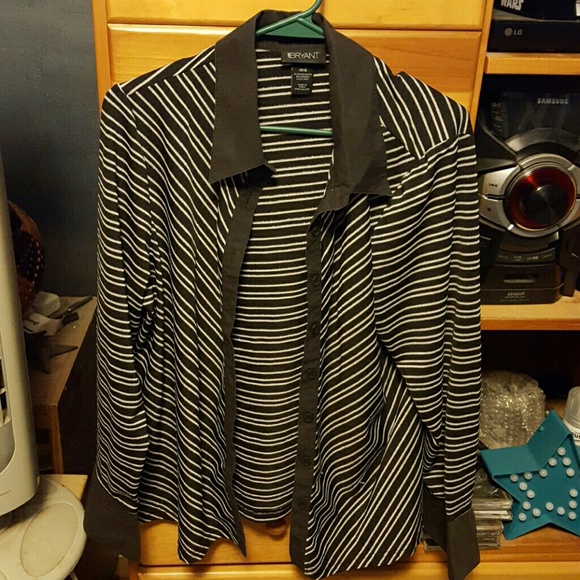 Lane Bryant black silver button up