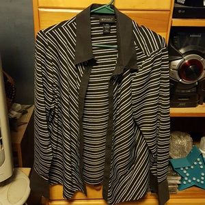 Lane Bryant black silver button up