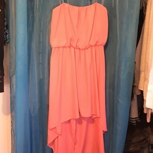 Orange/pink high low dress