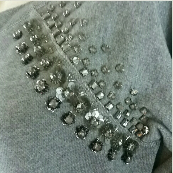 J Crew Jeweled Rhinestone Sweatshirt Gray size small - Picture 3 of 3