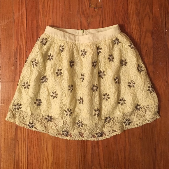 Chartreuse Jacquard Topshop Skirt