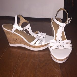 Franco Sarto white wedges