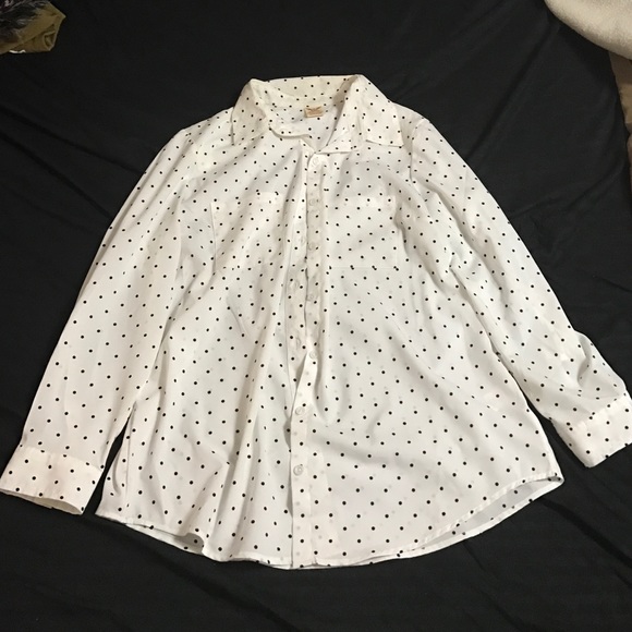 White Blouse w/ Black Polka Dots
