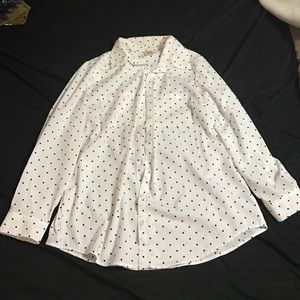 White Blouse w/ Black Polka Dots