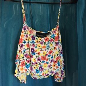 Cute tank crop top floral