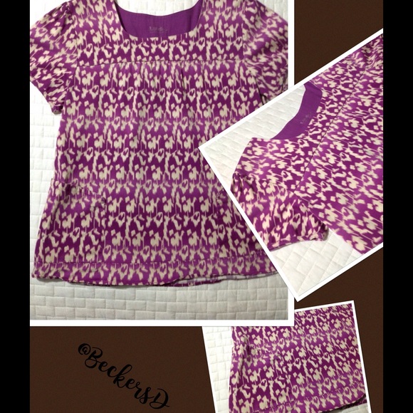 Cute Landau Scrub Top Sz XL Purple/Tan