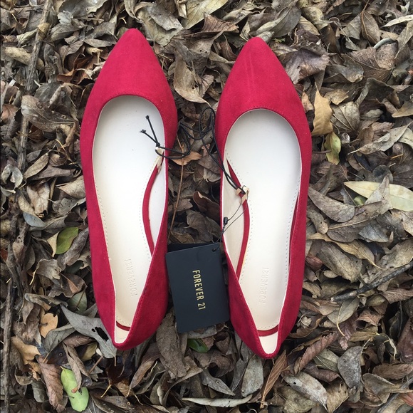 Pointed faux suede flats