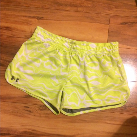Highlighter yellow Under Armour athletic shorts