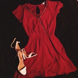 Lace Back Maroon Dress