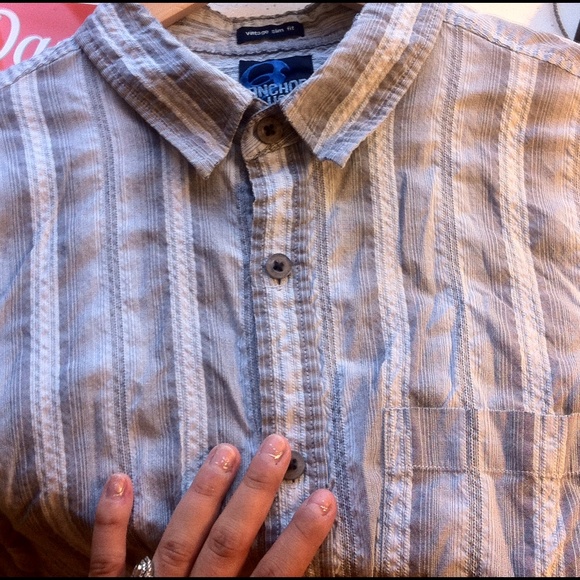 Anchor blue vintage slim fit size L shirt! $10 SAL