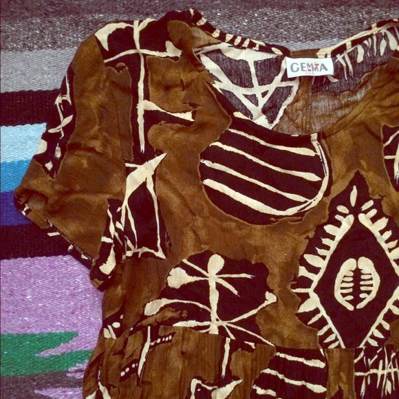 Vintage Dresses & Skirts - vintage batik rayon maxi dress