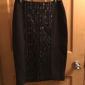 Black sequence A line middi skirt