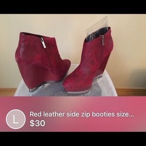 Red leather Ankle Boots $30