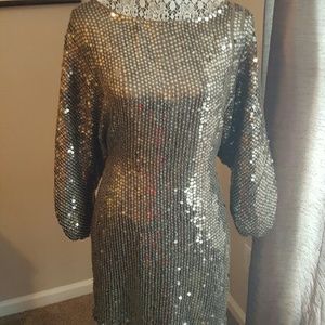 ABS Formal Taupe Sequin Size 8 Cocktail dress