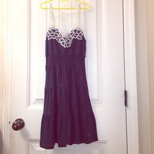 Navy Floral Crochet Sun Dress Small