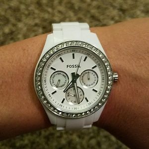 White Fossil Watch