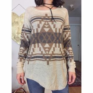 Asymmetrical Tribal Print Sweater