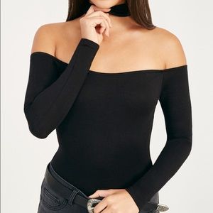 Off the shoulder choker bodysuit