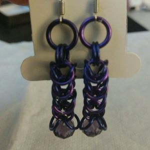 Handmade aluminum chainmail earrings