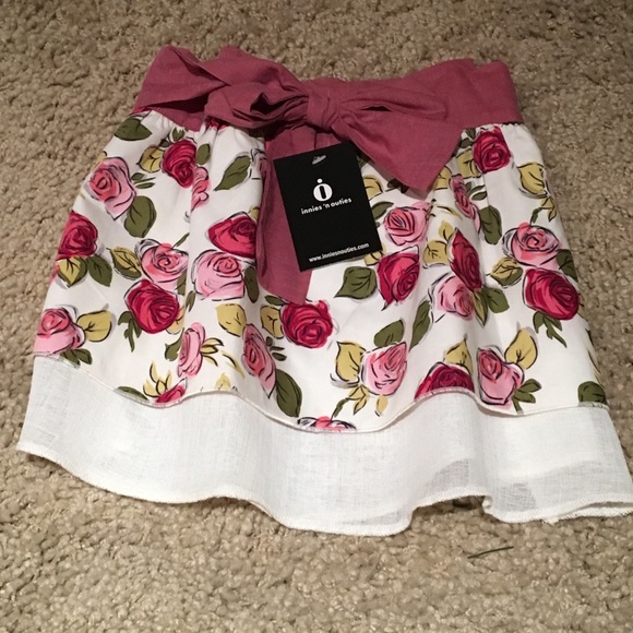 Girls designer flower floral skirt pink cream reversible church party summer - Picture 1 of 3