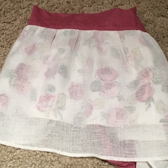 Girls designer flower floral skirt pink cream reversible church party summer - Picture 3 of 3