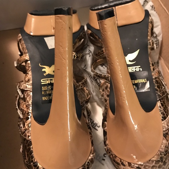 Shiekk Tan Snake Skin Heels - Picture 2 of 4