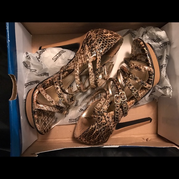 Shiekk Tan Snake Skin Heels - Picture 4 of 4