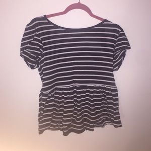 Super cute navy and white striped peplum top