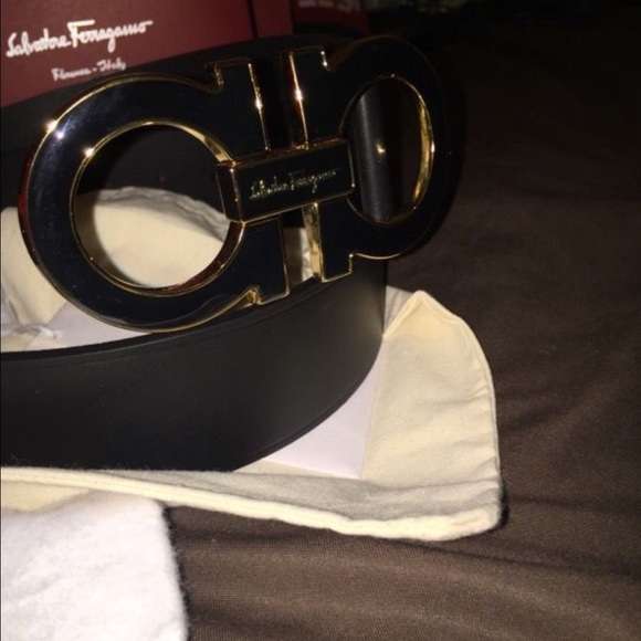 Salvatore Ferragamo Accessories All Black Gold Buckle Ferragamo
