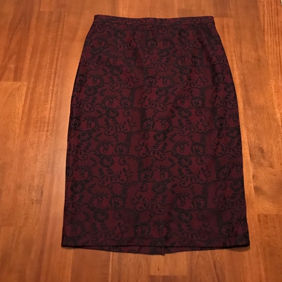 The Limited Red and Black lace skirt