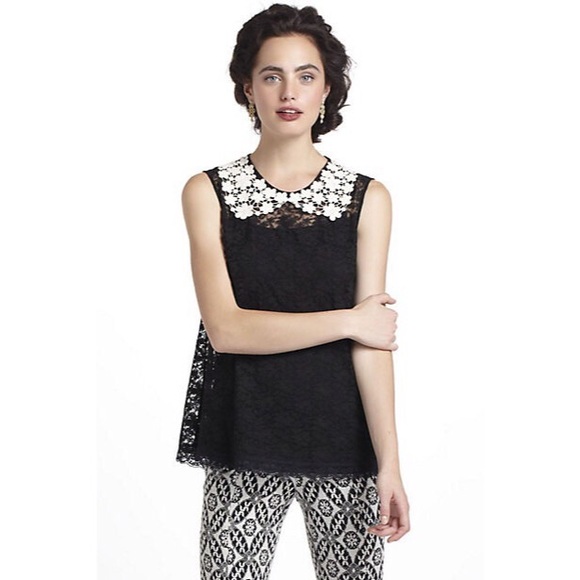 Anthropologie Tops - Anthropologie Lace top with white collar