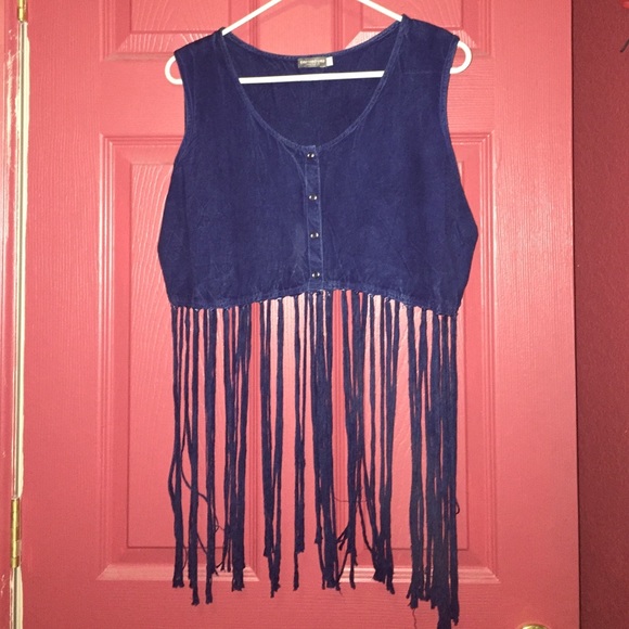 Tassel Blue Crop Top