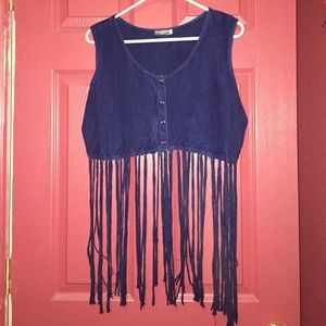 Tassel Blue Crop Top