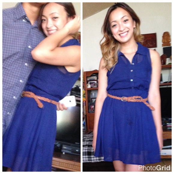 Freebird Dresses & Skirts - Navy blue sleeveless button down dress